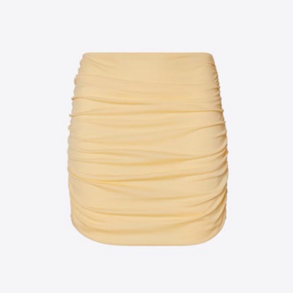 Tory Burch Ruched Mini Skirt Butter Yellow XS